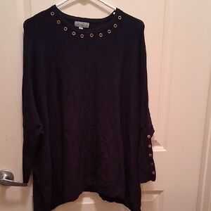 Joseph A Dark Blue  Women's Blouse with Gold Accents